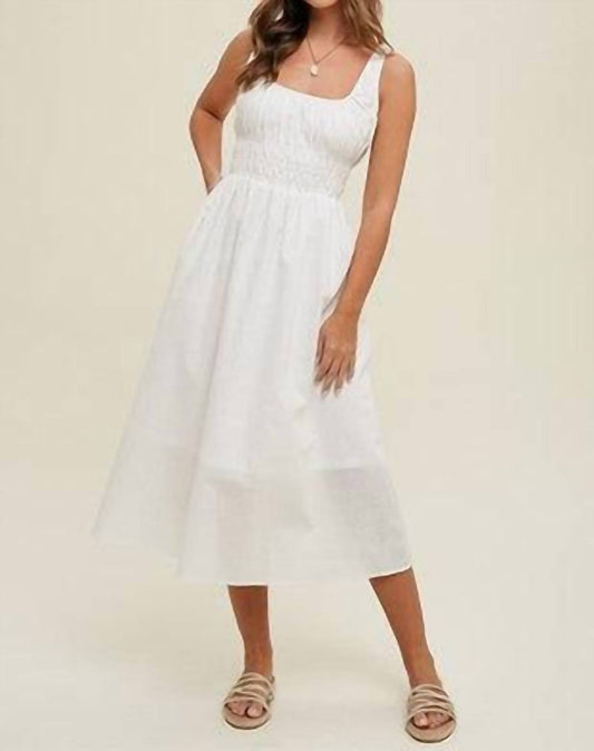 Wishlist - Linen With Smocked Waist Detail Midi Dress