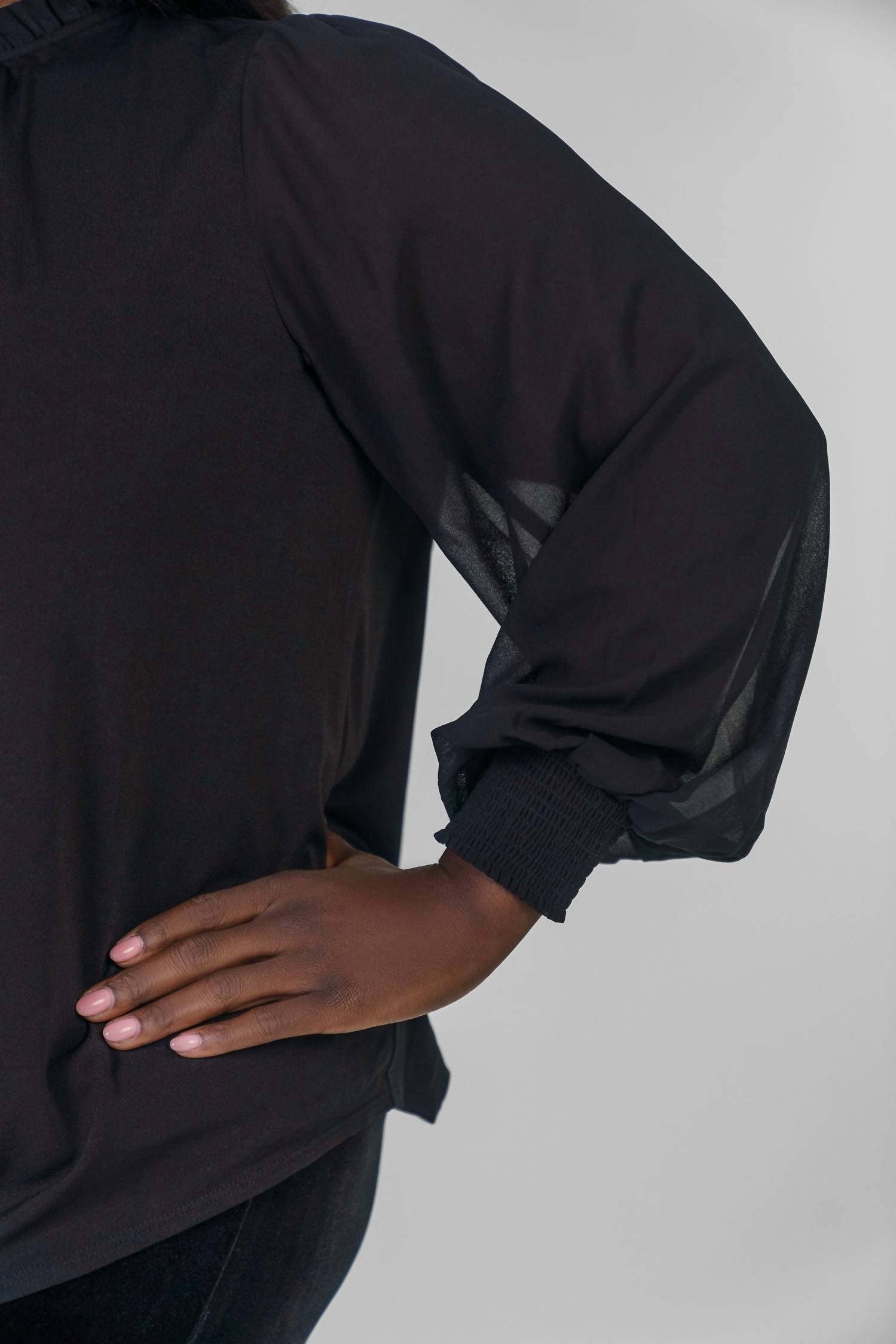 Marée Pour Toi - Knit Top With Chiffon Sleeves - Plus