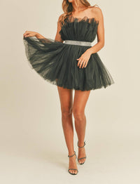 Mable - Belted Tutu Mini Dress