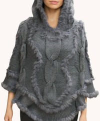 Wona Trading - Cable Fur Poncho Hoodie