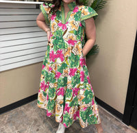 Umgee - Bold Floral Tiered Midi Dress