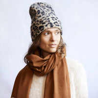 Hat Attack Leopard Beanie in sand - women's hat - detail view