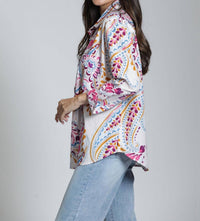 APNY Boyfriend Button Up Shirt in paisley daze - women's blouse - detail view
