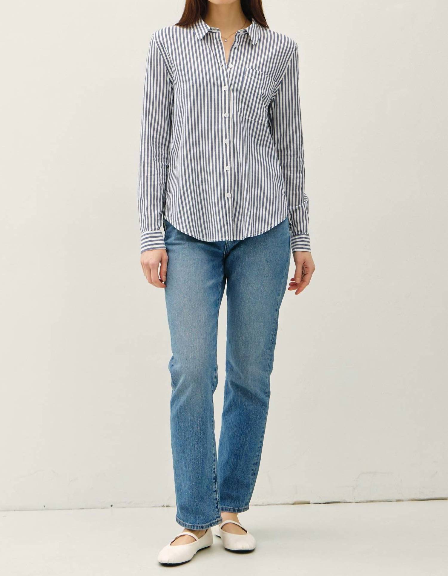 Be Cool - Striped Long Sleeve Collared Button-up Shirt