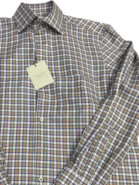 Hagen Men's Button Down Shirt in white plaid - men's shirt - detail view