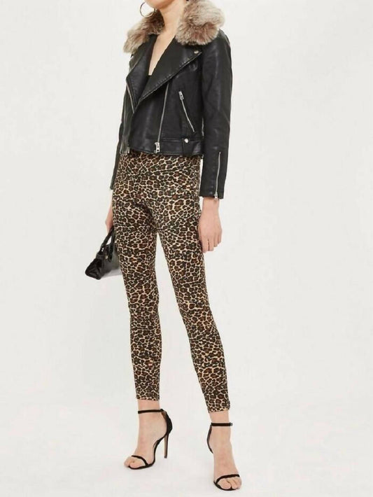 Topshop - Jamie Leopard Print Satin Skinny High Rise Jeans