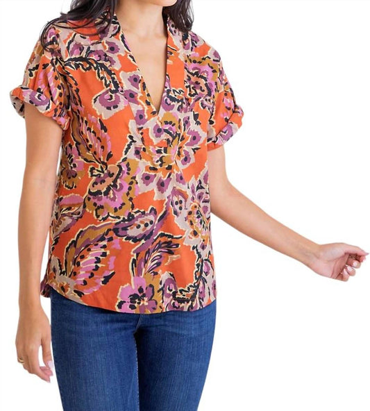 Karlie - FLORAL ABSTRACT SIGNATURE VNECK TOP