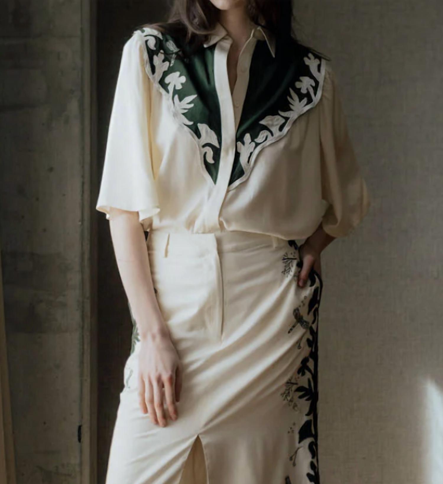 Never A Wallflower - August Embroidery Button Down Shirt