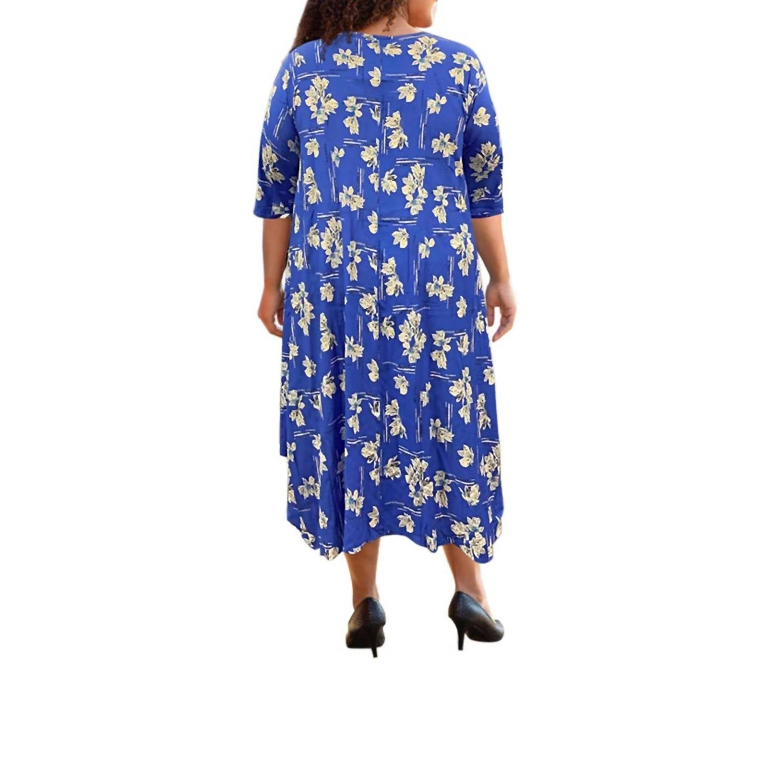 On The Plus Side - Printed 3/4 Sleeve Edyth Dress - Plus Size