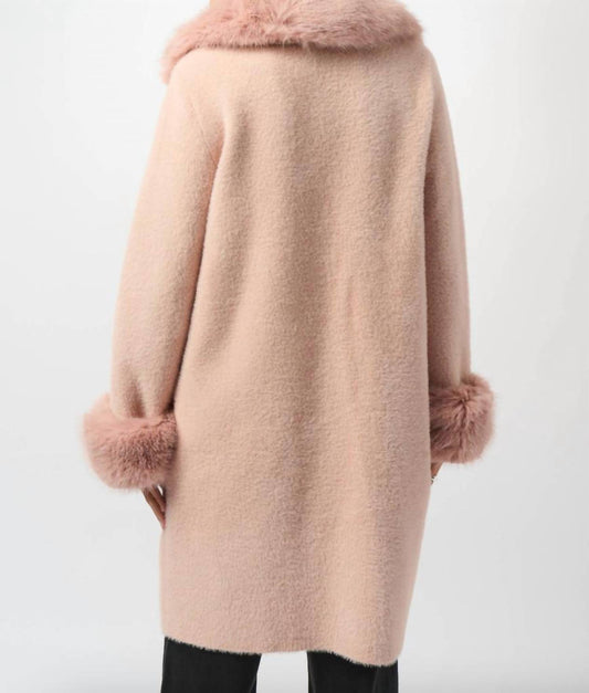 Joseph Ribkoff - Feather Yarn And Faux Fur Sweater Coat
