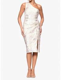 Xscape - Evenings Metallic Floral Jacquard One-shoulder Sheath Cocktail Dress