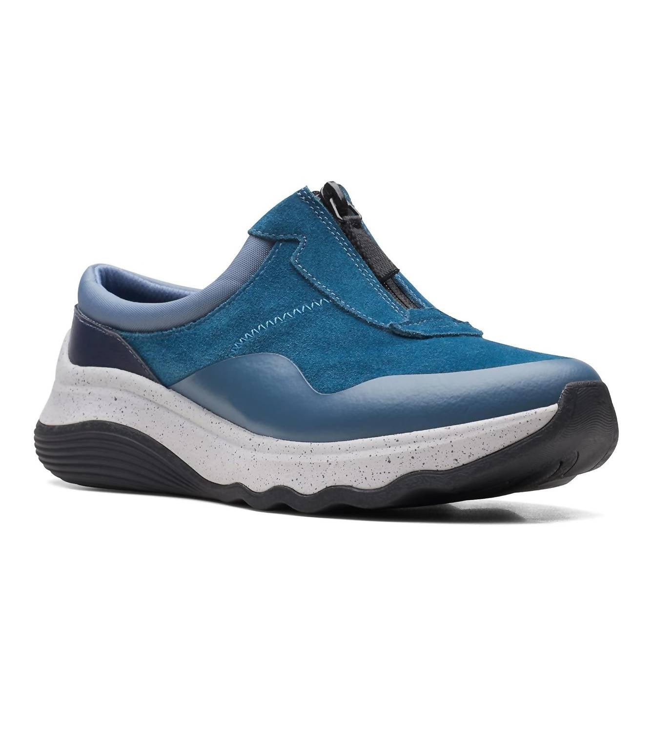 Clarks Women's Jaunt Way Clog in blue grey suede - women's shoe