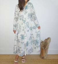 NIBI MTK Sierra Dress in faded teal palms - women's dress - view 5