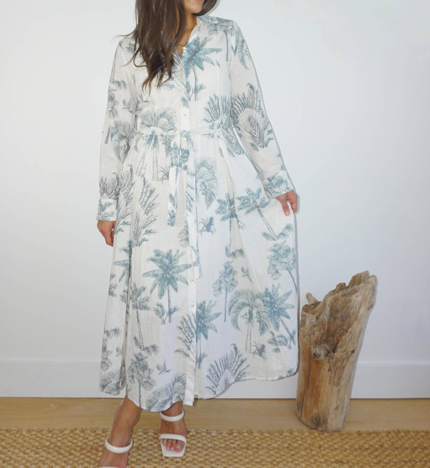 NIBI MTK Sierra Dress in faded teal palms - women's dress - view 5