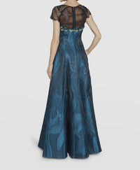 Talbot Runhof - Floral Jacquard Lace-inset Gown Dress