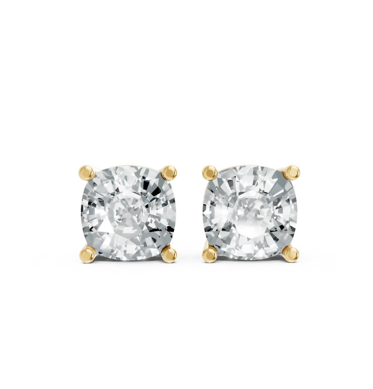 Aamiaa - Women's Cushion Shape 4 Prong Push Back Studs