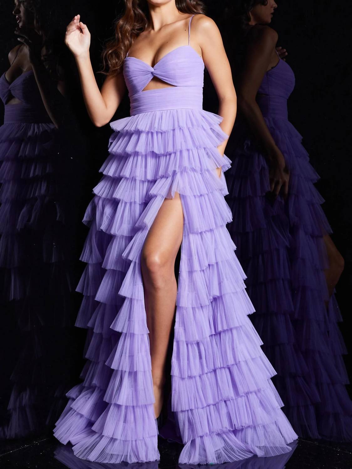 Jovani - High Waist A Line Skirt Gown