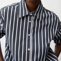 Joseph Ribkoff - Stretch Cotton Stripe Print Boxy Blouse With Rhinestones