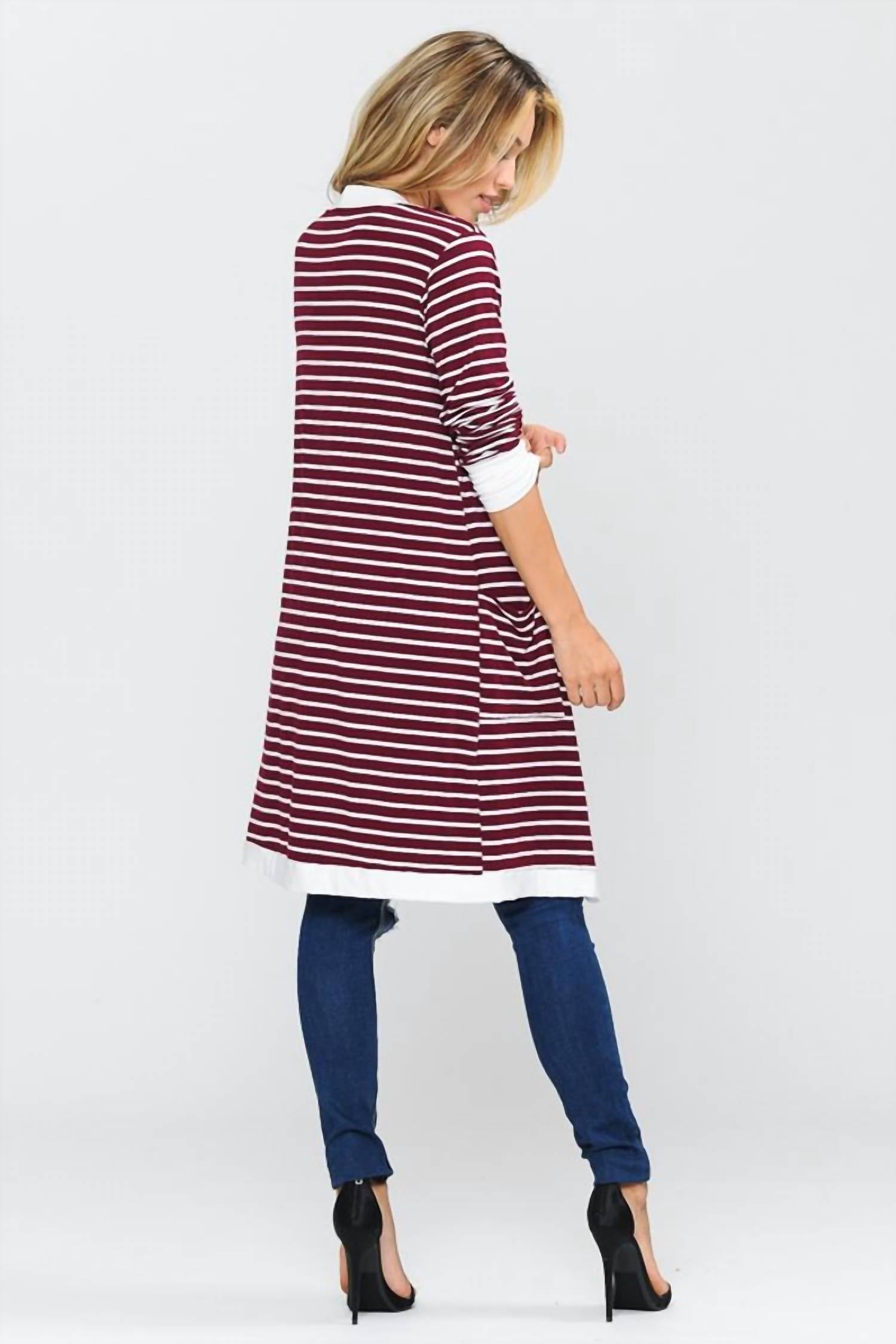 Susi - Stripe Midi Open Cardigan