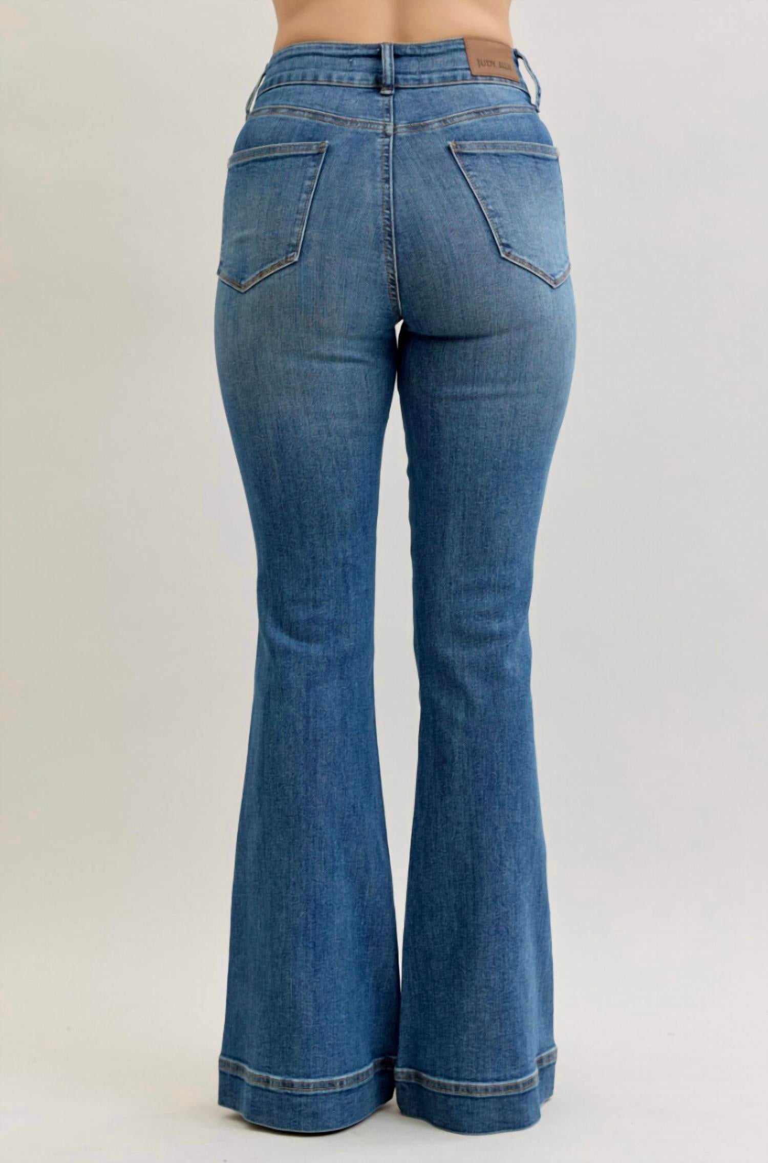 Judy Blue - Flare Tummy Control Double Button Jeans