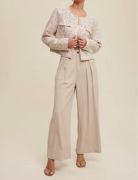 Listicle - Luxe Lights Sequin Cropped Tweed Jacket