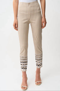 Joseph Ribkoff - Geometric Patterned Slim Trouser Pant