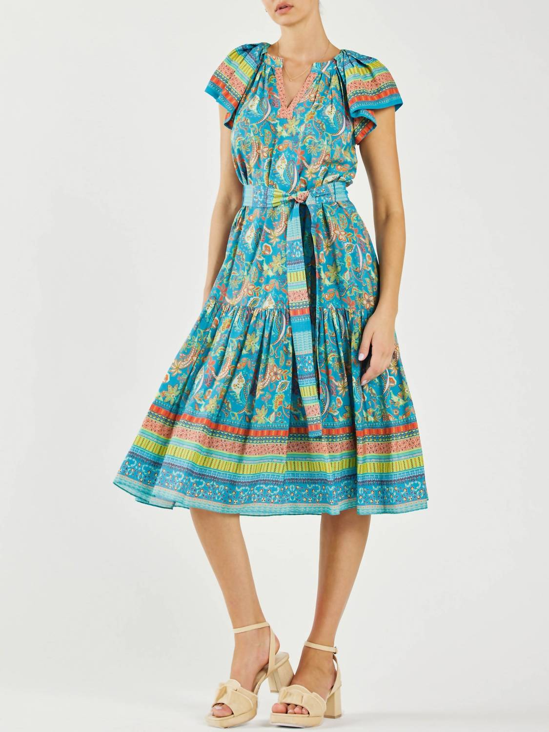 Current Air - Briony Tiered Midi Modern Boho Dress