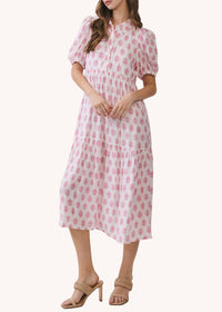 Tcec - Tiegan Blockprint Tiered Midi Dress