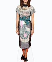 Byron Lars Printed Midi Dress With Waist Tie Belt in mist - women's dress