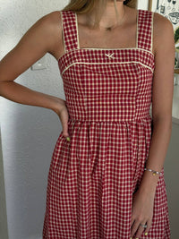 Bailey Rose Logan Gingham Lace Sleeveless Midi Dress in red - women's dress - view 4