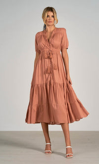 Elan - Short Sleeve Midi Dress