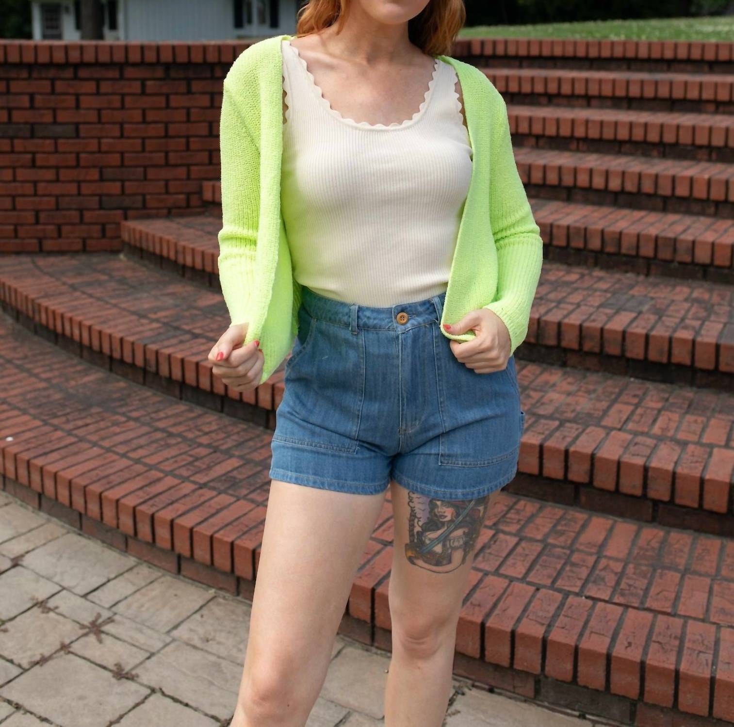 Q2 On The Rim Open Cardigan in green - women's cardigan