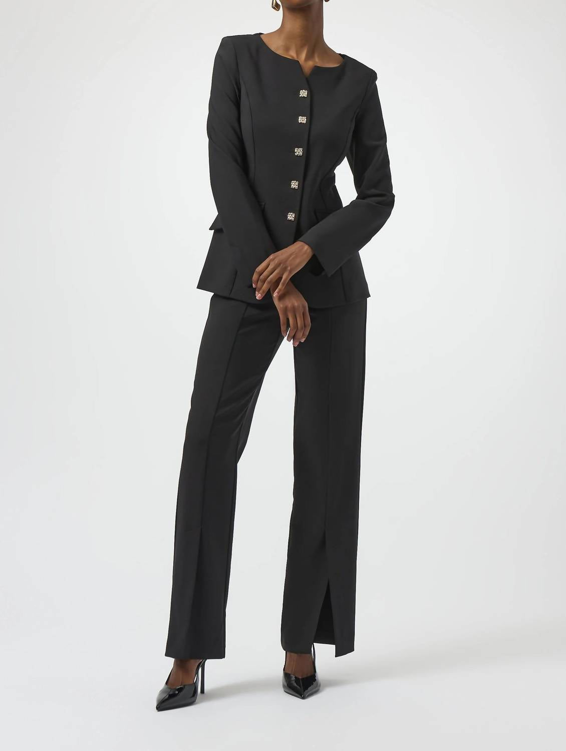 Joseph Ribkoff - Split Front Twill Pull On Straight Pants