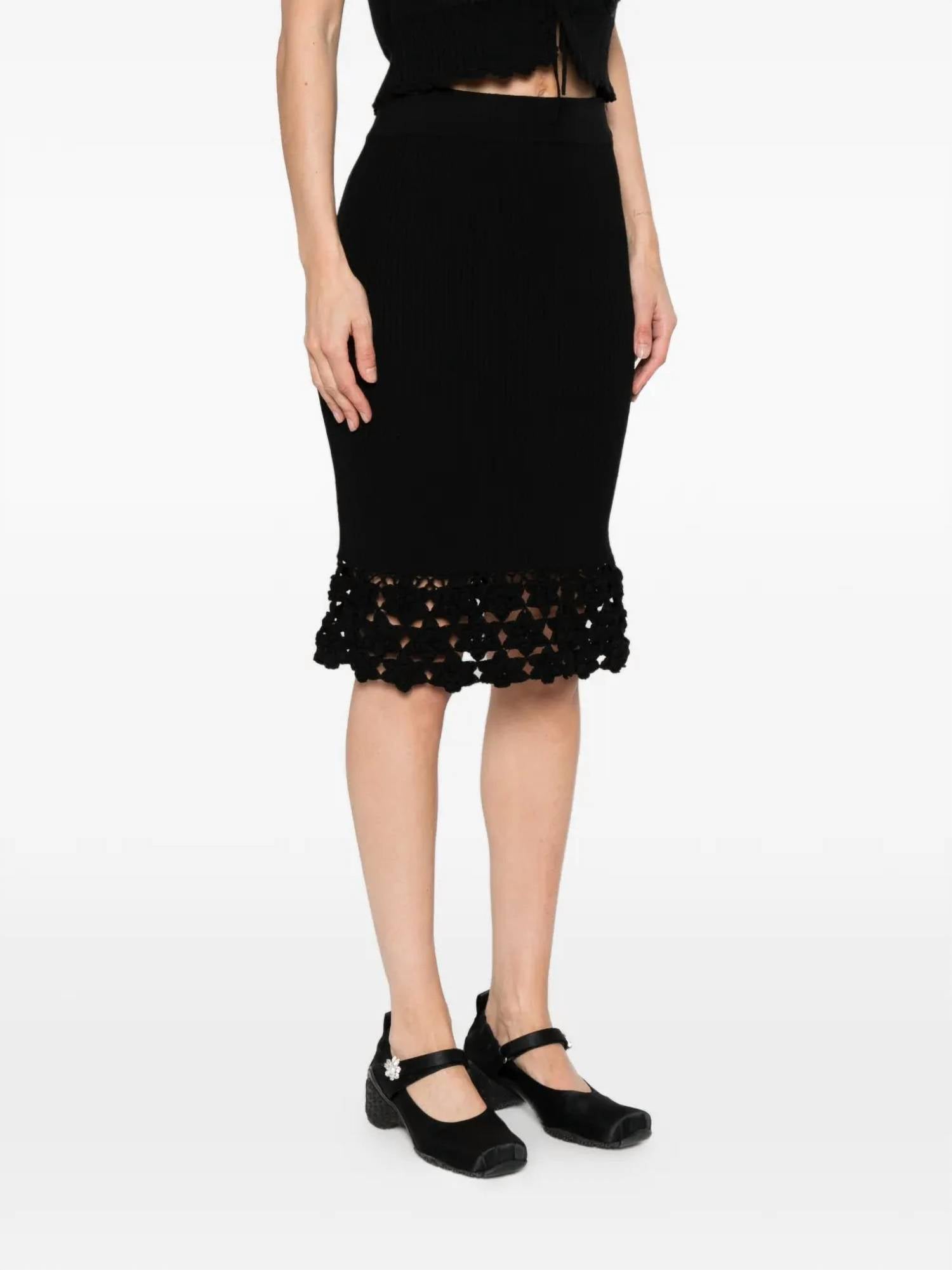 Ganni - Fine Cotton Rib Crochet Skirt