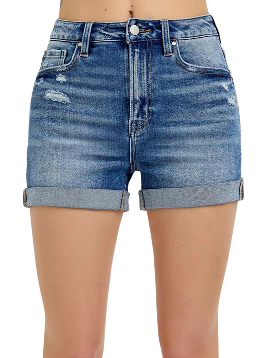 Risen - High Rise Rolled Up Denim Shorts