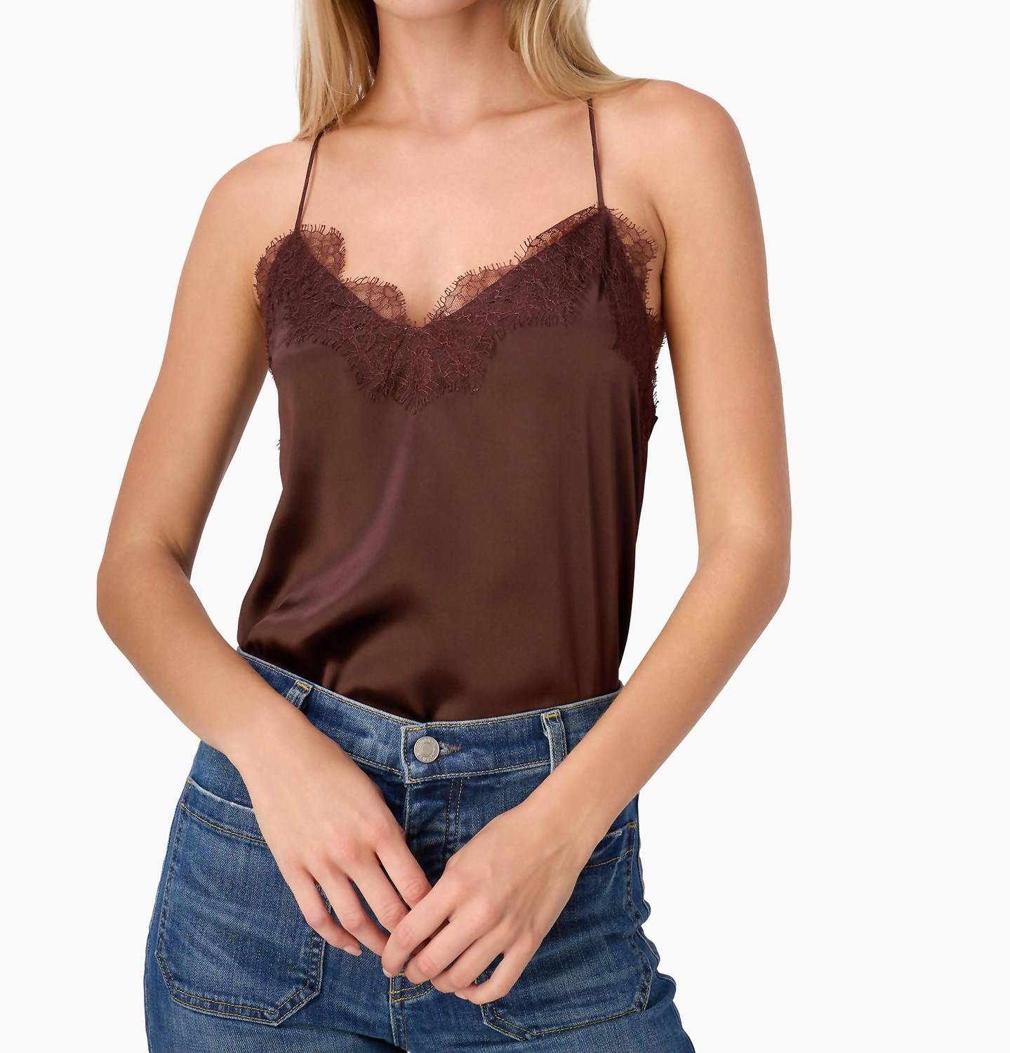 Cami NYC Racer Charmeuse Camisole in sable - women's shirt