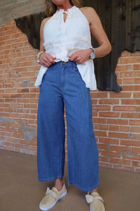 Tribal - Audrey Pleated Crop Wide Jeans