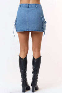Blue Blush - Bow Tie Cargo Mini Skirt