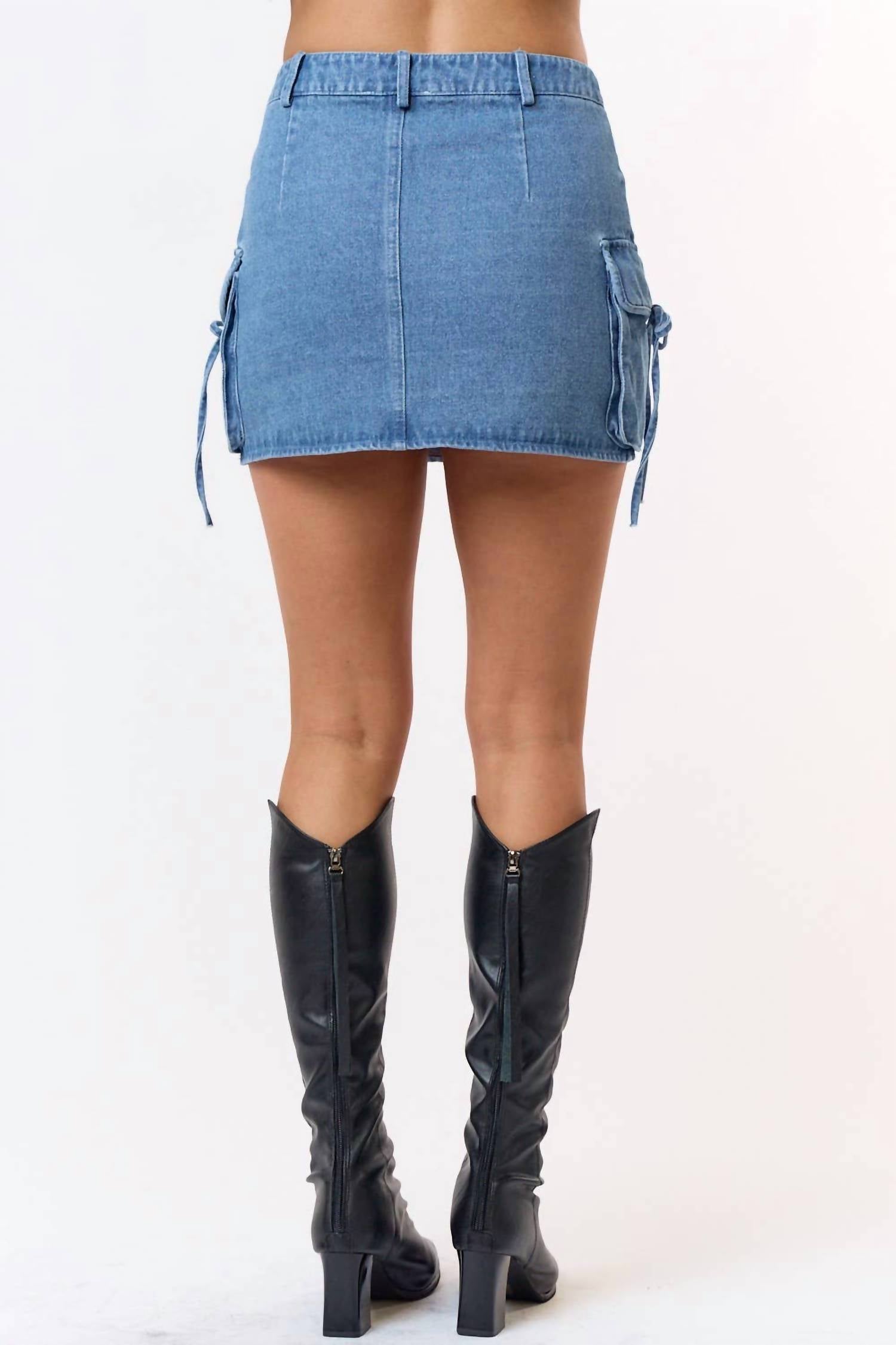 Blue Blush - Bow Tie Cargo Mini Skirt