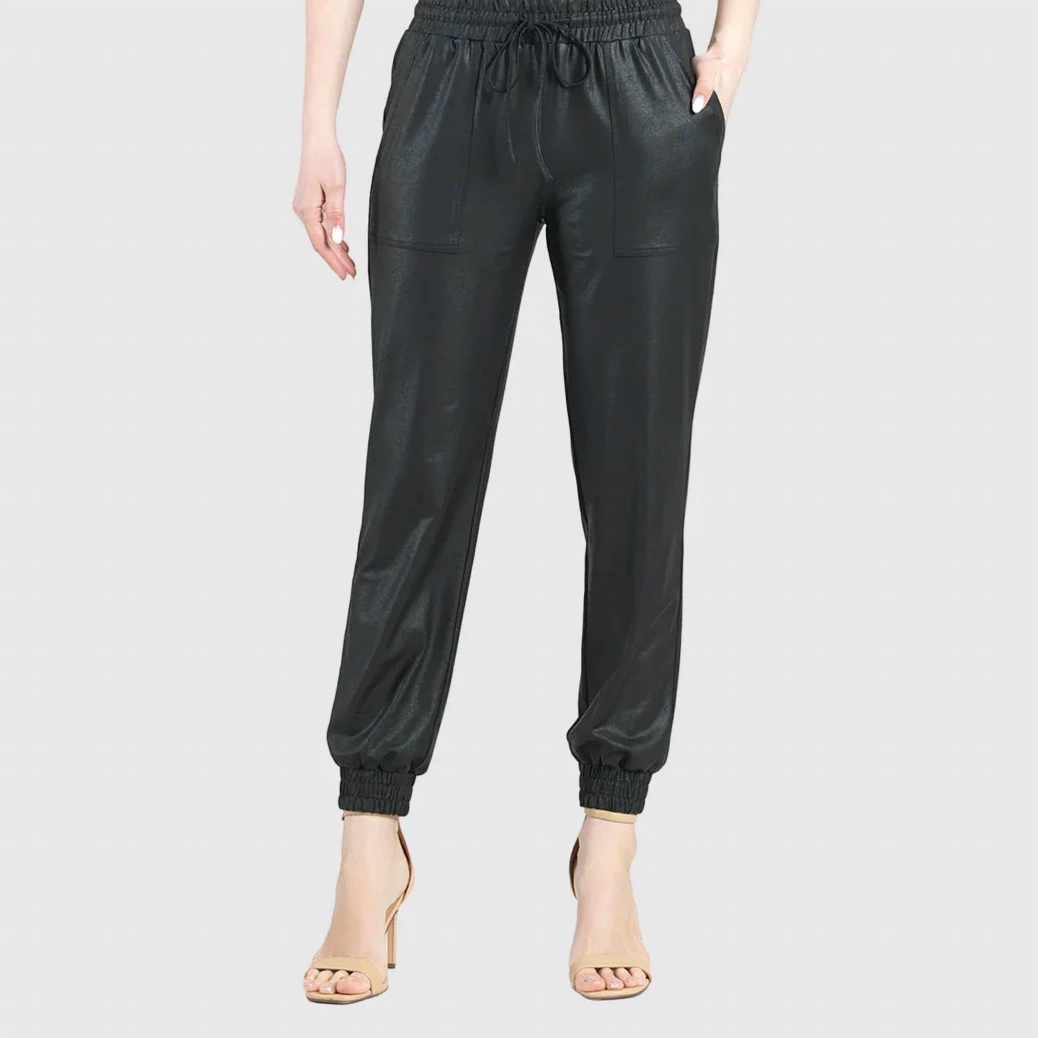 Clara Sunwoo - Liquid Leather Drawstring Jogger Pant
