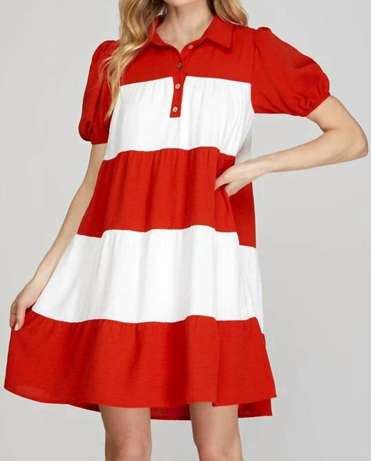 She + Sky - Color Block Tiered Dress