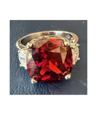 P & K Jewelry Women's Sterling Stone Cubic Zirconia Ring in silver red - women's jewelry