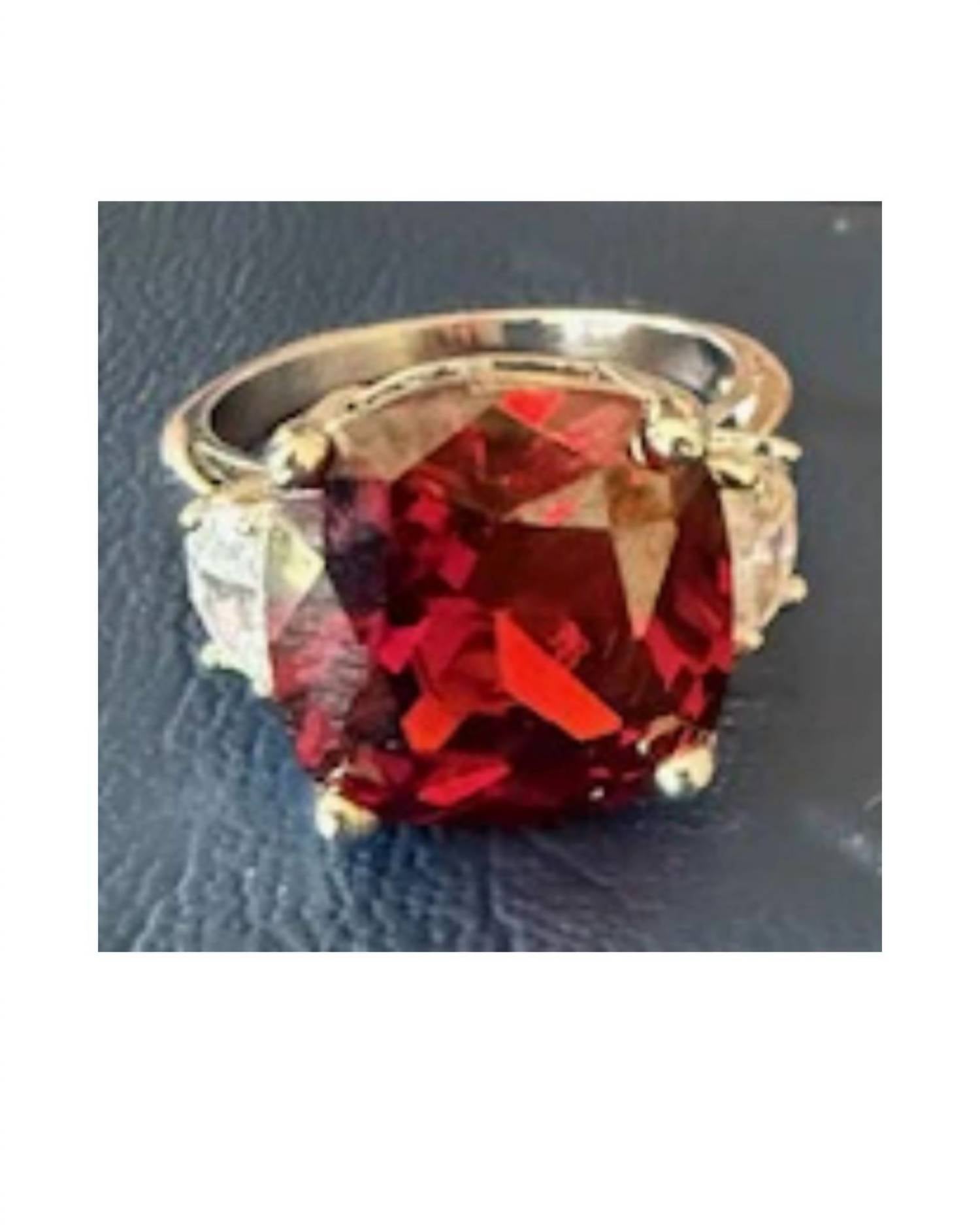 P & K Jewelry Women's Sterling Stone Cubic Zirconia Ring in silver red - women's jewelry