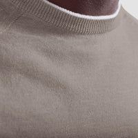 Bugatchi Uomo Crew Neck Sweater With Tipping in walnut - men's sweater - view 4