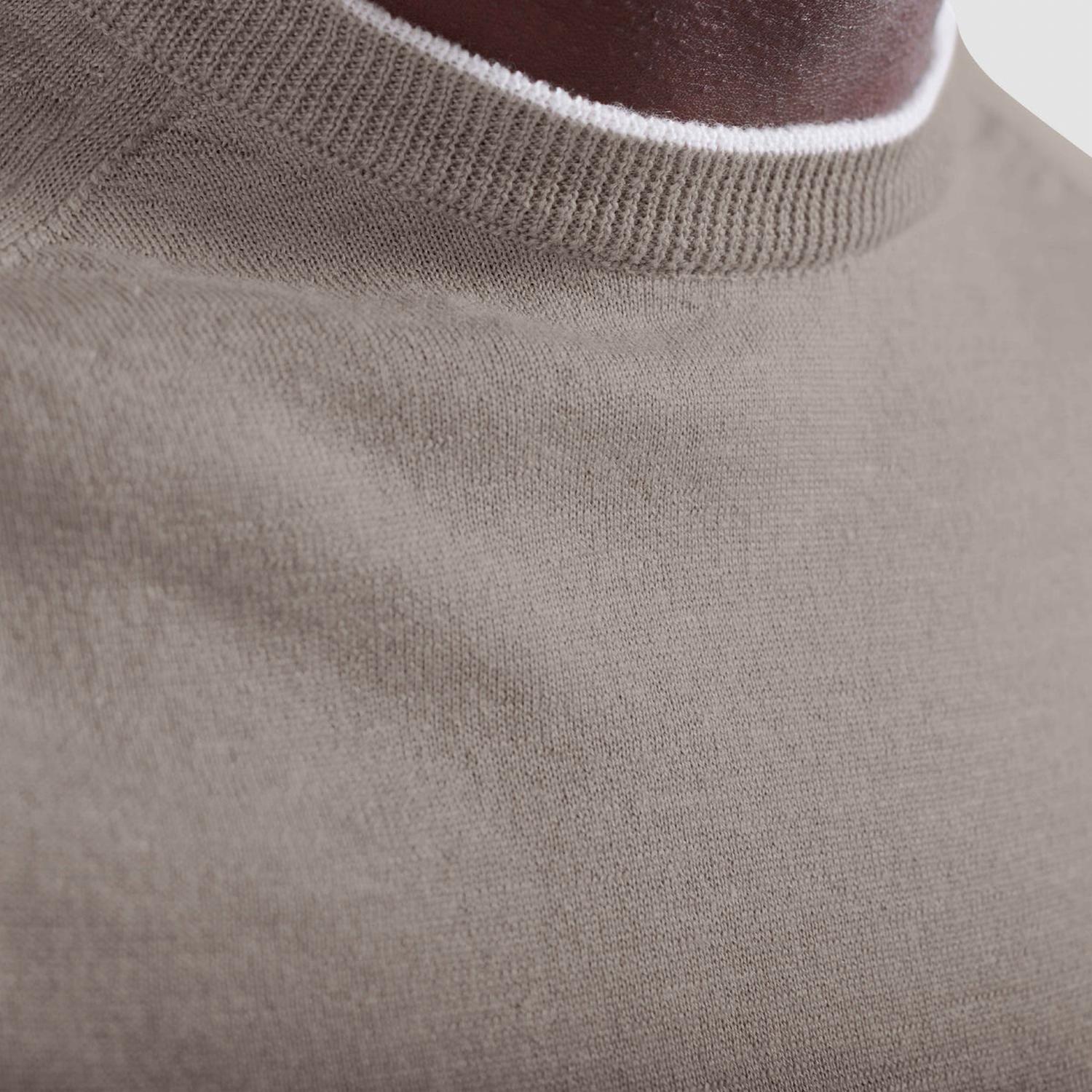 Bugatchi Uomo Crew Neck Sweater With Tipping in walnut - men's sweater - view 4