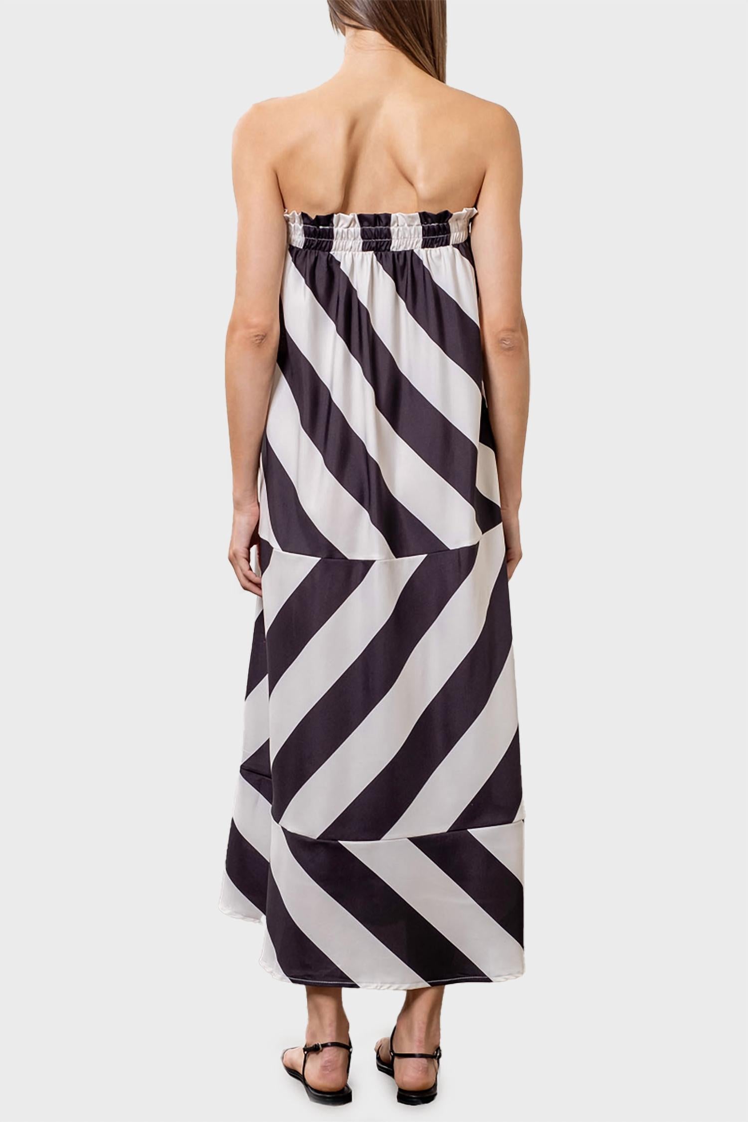Moon River - Strapless Graphic Stripe Dress