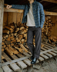 Road to Nowhere Carter Wide Leg Moleskin Trouser in charcoal - men's pants - detail view