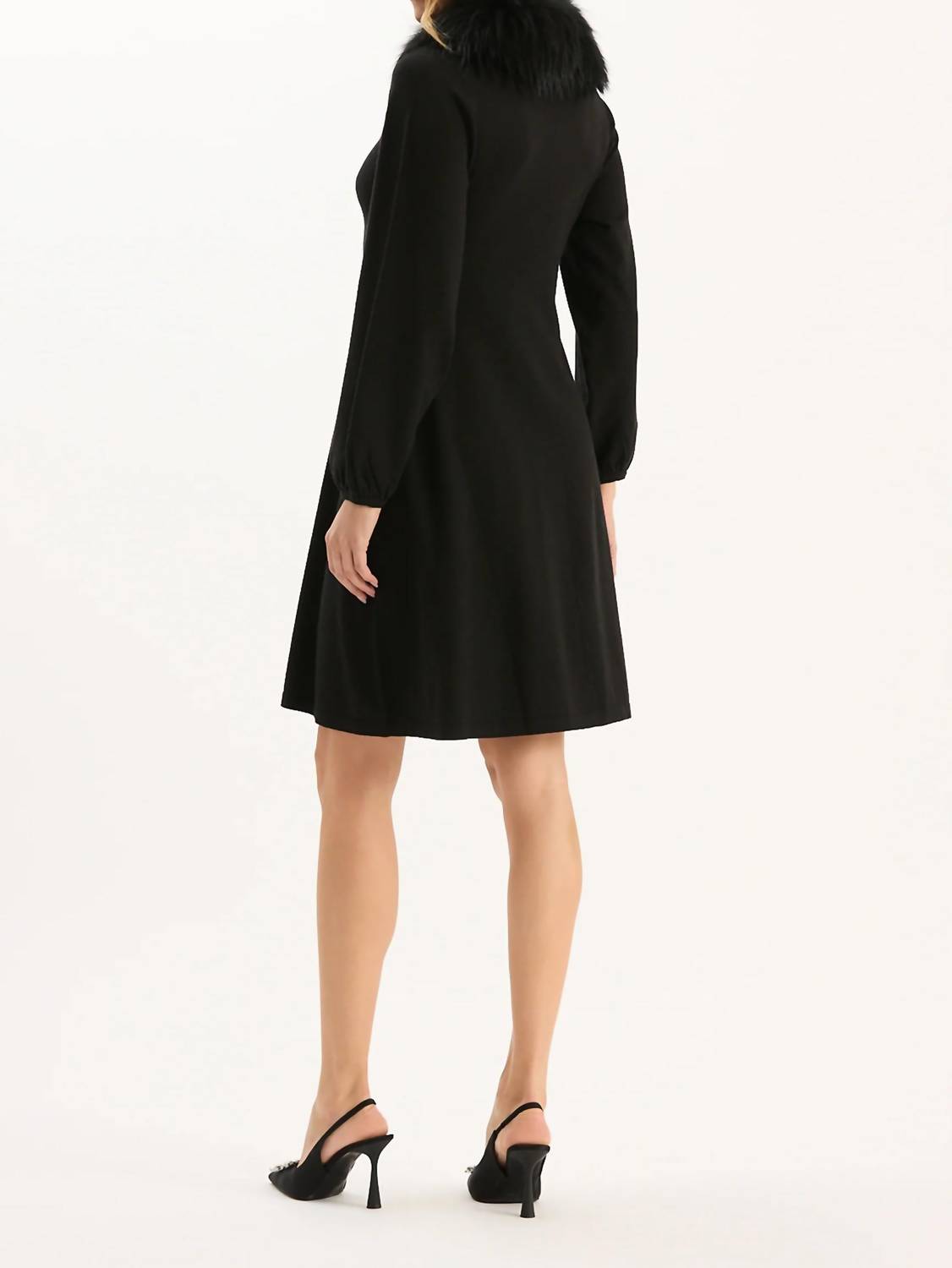 Tyler Boe - Meghan Knit Dress with Fur Collar