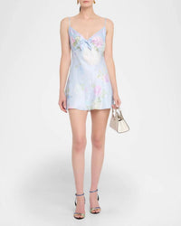 LoveShackFancy Beliona Floral Mini Dress in amethyst sky - women's dress - alternate view