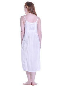La Cera - Embroidered Bib Chemise Gown